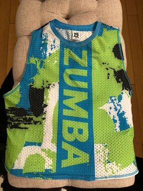 Zumba Fitness Teal & Lime Mesh Tank Top